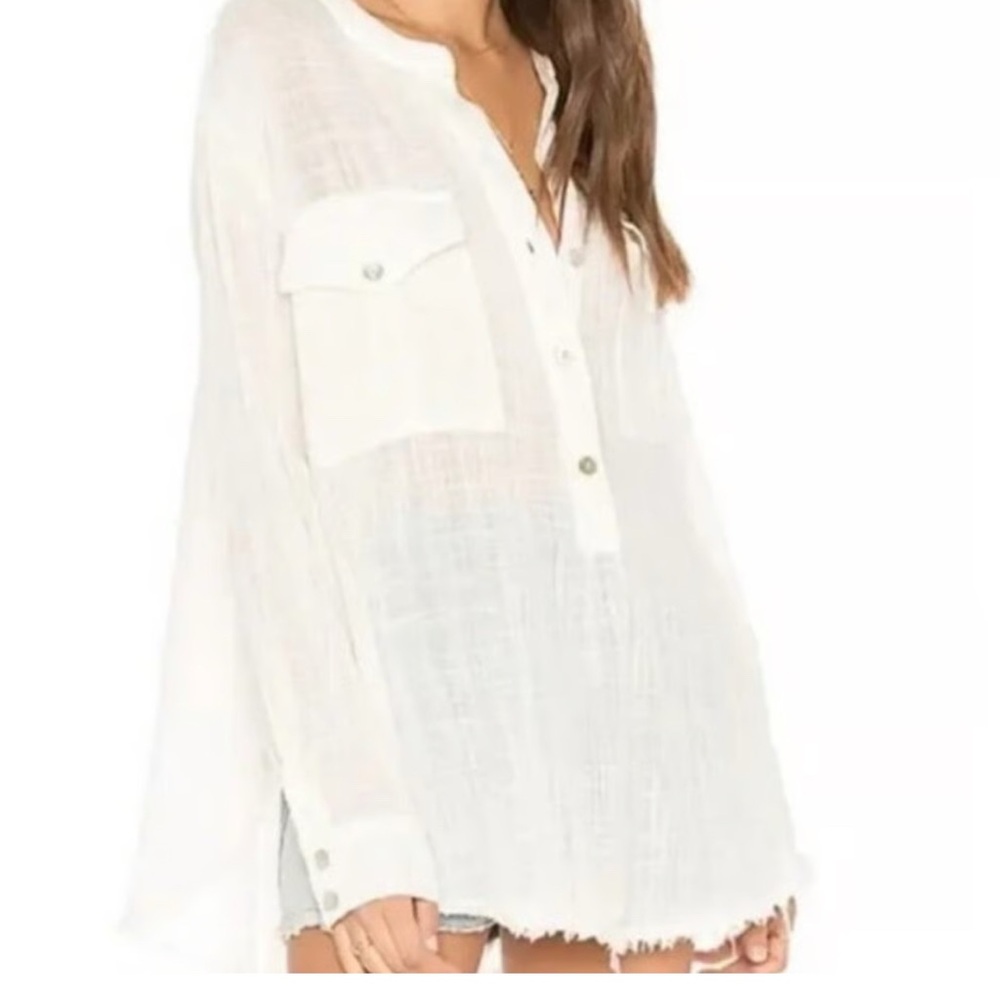 Women's White Button-Up Top